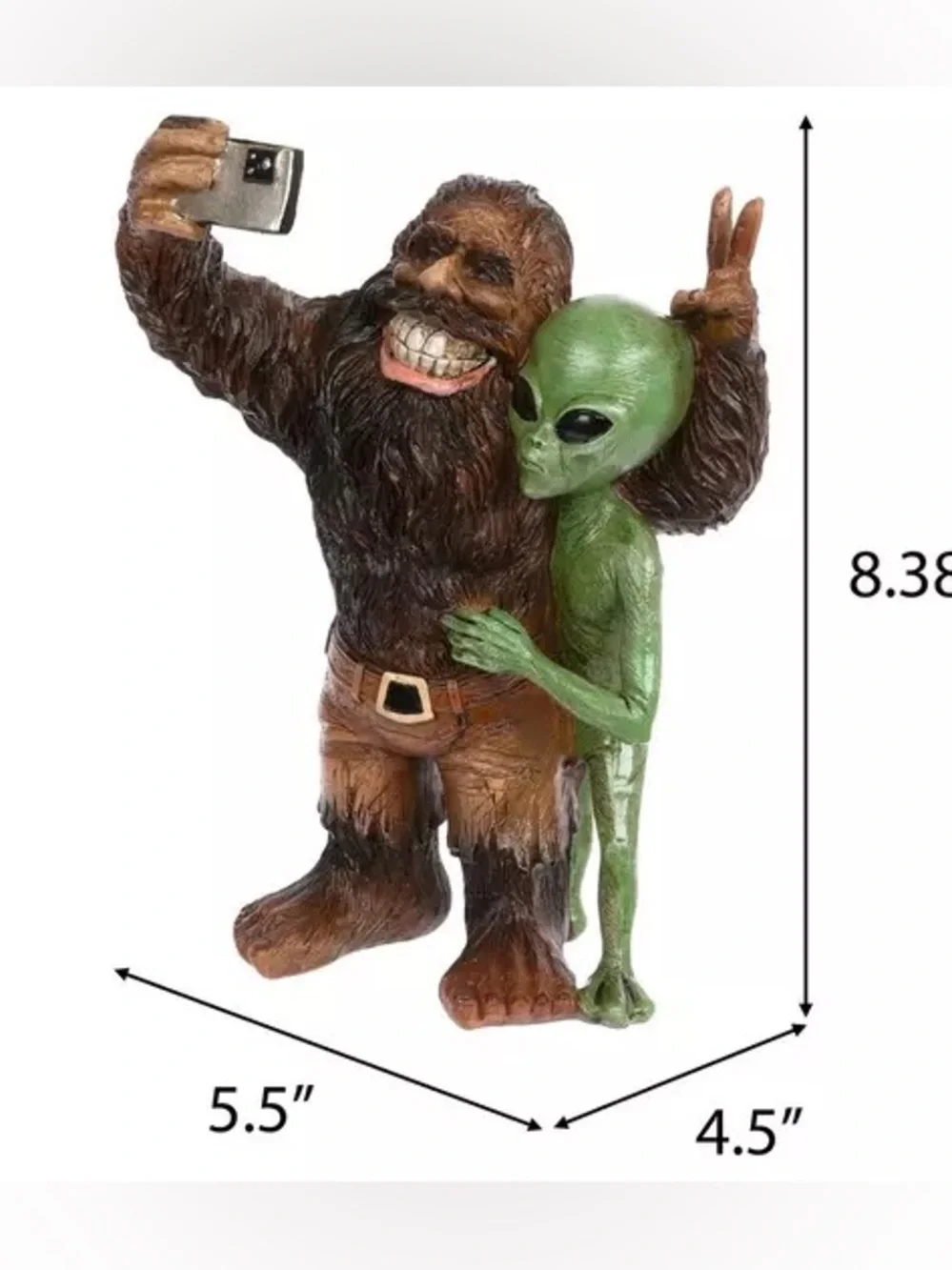 Bigfoot & Alien Taking A Selfie Figurine